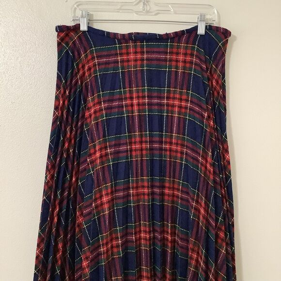 Handmade Vintage Plaid Old Money Cowgirl Western Country Pleated Maxi Skirt XL - Picture 2 of 8